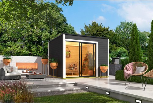 Mr. GARDENER Gartenhaus »Kubus«, Holz, BxHxT: 300 x 239 x 300 cm (Außenmaße) - grau