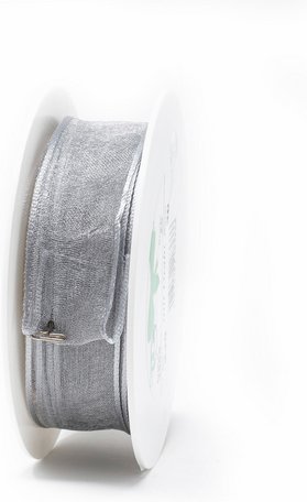 Flowerbox Bastelband »Chiffon mit Draht« - grau