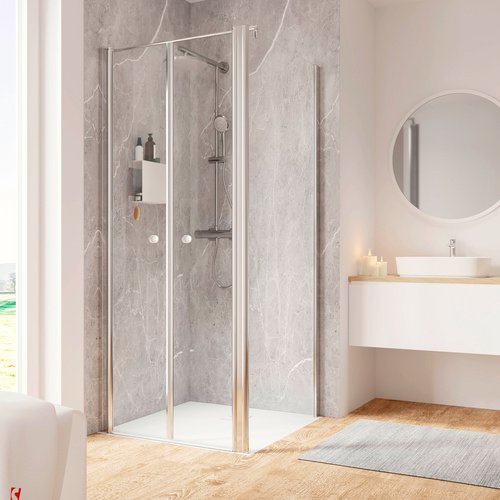 SCHULTE Eckeinstieg »Garant 2.0«, BxHxT: 90 x 200 x 90 cm, Türart: Pendeltür - silberfarben