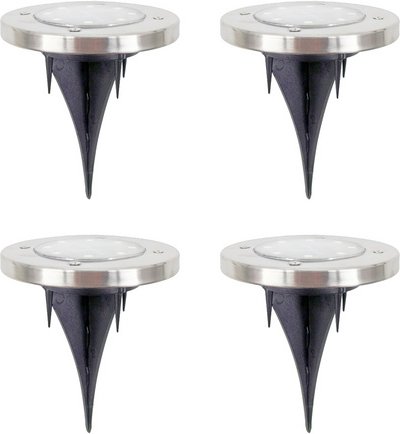 CASAYA LED-Solarleuchte »Terraluna«, 4er Pack, Ø11,5 cm, Edelstahl/Kunststoff, silber - silberfarben