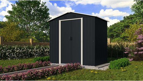 PERGART Gerätehaus »Düsseldorf II«, Metall, BxHxT: 194 x 184 x 131 cm (Außenmaße inkl. Dachüberstand) - grau