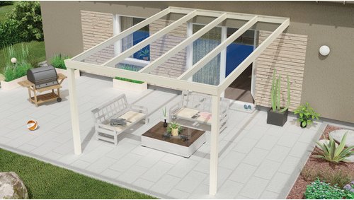 GARDENDREAMS Terrassenüberdachung »Expert«, BxT: 700 x 400 cm, grau / RAL9007, Glasdach