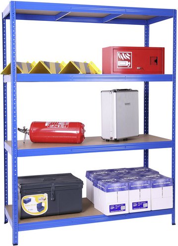 SZAGATO Weitspannregal, BxHxT: 150 x 280 x 80 cm, 4 Böden, Stahl - blau