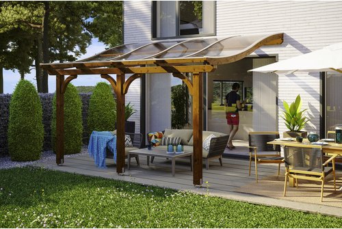 SKANHOLZ Terrassenüberdachung »Venezia«, Breite: 434 cm, Dach: Polycarbonat (PC), nussbaum - braun