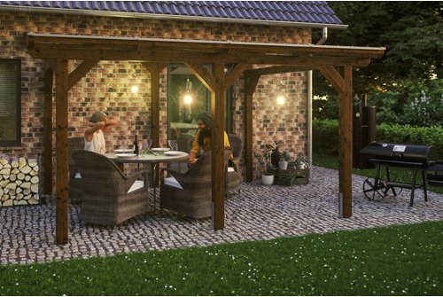 SKANHOLZ Terrassenüberdachung »Siena«, Breite: 434 cm, Dach: Polycarbonat (PC), nussbaum - braun