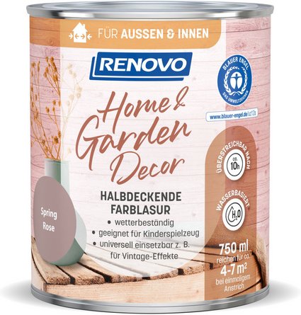 RENOVO Farblasur, »Home & Garden Decor«, seidenmatt, 750 ml, spring rose - rosa