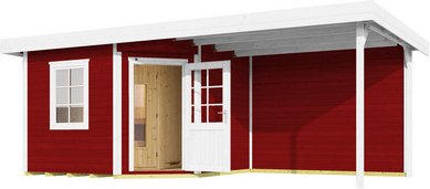 WEKA Saunahaus »Salo 2«, 646x237x338 cm, (BxHxT), mit Ofen - rot