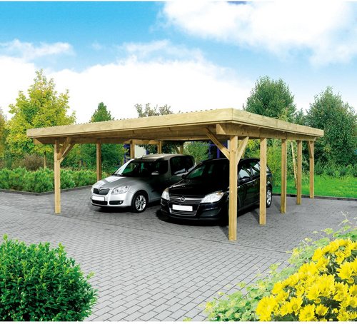 Mr. GARDENER Doppelcarport »Hamburg 2«, Außenmaß BxT: 604 x 760 cm, braun, Holzart: Kiefer