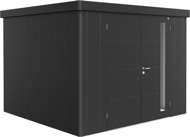 BIOHORT Gerätehaus »Neo«, Stahl, BxHxT: 292 x 222 x 292 cm (Außenmaße inkl. Dachüberstand) - grau