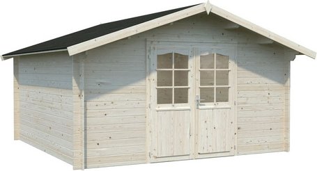 PALMAKO Blockbohlenhaus »Lotta«, Holz, BxHxT: 422 x 245 x 380 cm (Außenmaße inkl. Dachüberstand) - braun
