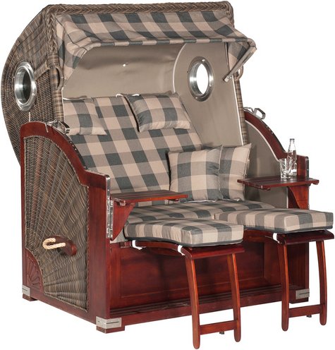 SUNNY SMART Strandkorb, höhenverstellbare Fußstützen, LxBxH: 95x140x160 cm, braun