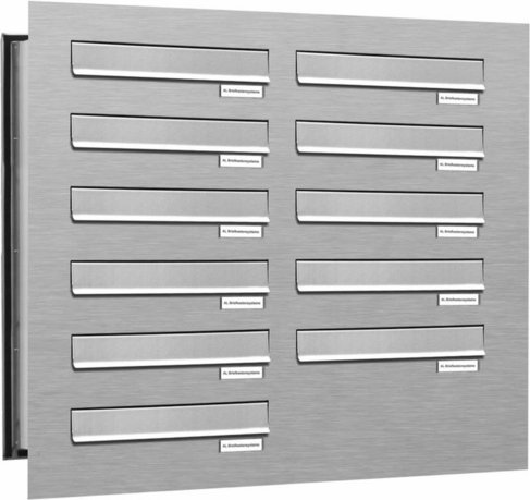 AL BRIEFKASTENSYSTEME Briefkasten, Parteien: 11, Mauerdurchwurf, BxHxT: 76,8 x 69 x 48,0 cm - silberfarben