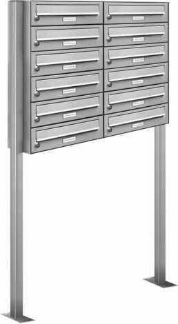 AL BRIEFKASTENSYSTEME Briefkasten, Parteien: 12, Freistehend, BxHxT: 153,491 x 150,0 x 27,5 cm - silberfarben
