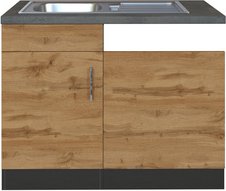 HELD MÖBEL Spülenschrank »Bologna«, BxHxT: 100 x 85 x 60 cm, Holzwerkstoff - braun