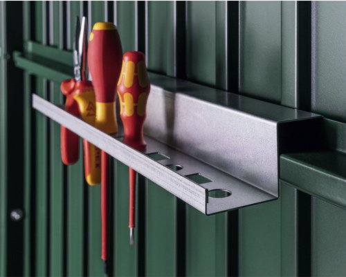Ecostar Werkzeughalter, Breite: 35 cm, Metall, für Gerätehaus - silberfarben