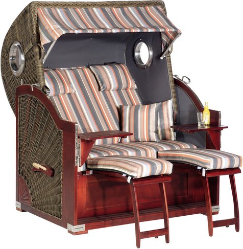 SUNNY SMART Strandkorb »Rustikal 500 Plus«, BxHxL: 140 x 170 x 105 cm, Dreiviertelllieger, cappuccinofarben/mahagoni - b...