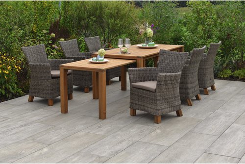 Thumbnail - MERXX Gartenmöbelset »Toskana«, 6 Sitzplätze, Aluminium/Kunststoff/Akazienholz, inkl. Auflagen - beige