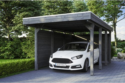 SKANHOLZ Carport »Friesland Set 1«, BxT: 314 x 555 cm, Firsthöhe: 241 cm, lasiert - grau