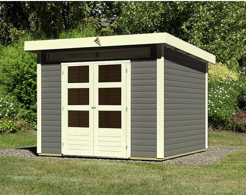 KARIBU Gartenhaus »Kandern«, Holz, BxHxT: 274 x 222 x 274 cm (Außenmaße inkl. Dachüberstand) - grau