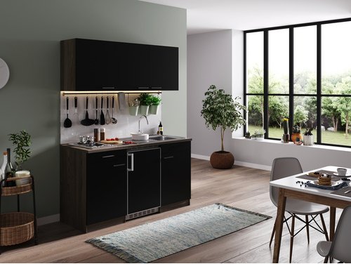 RESPEKTA Singleküche »Oliver«, mit E-Geräten, Gesamtbreite: 150 cm - schwarz