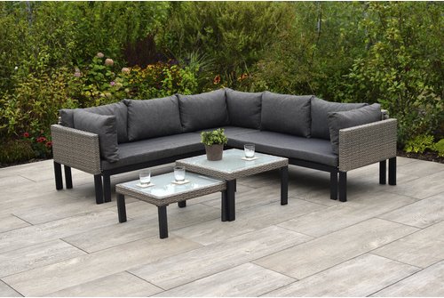 MERXX Gartenmöbel-Eckset »Amantea«, 7 Sitzplätze, Kunststoff, inkl. Auflagen - beige