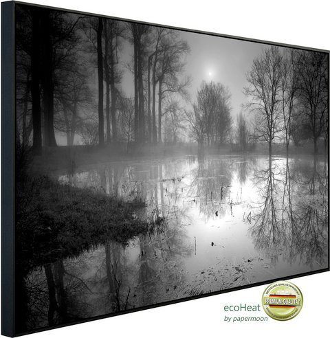 Thumbnail - papermoon Infrarotheizung »EcoHeat - See im Wald Schwarz + Weiss«, Matt-Effekt - bunt