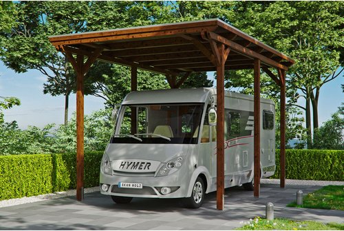 SKANHOLZ Carport »Emsland 1«, BxT: 404 x 604 cm, Firsthöhe: 372 cm, farbbehandelt - braun