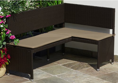 Thumbnail - MERXX Eckbank, Kunststoff, 3-Sitzer, BxHxT: 100 x 91 x 148 cm - braun