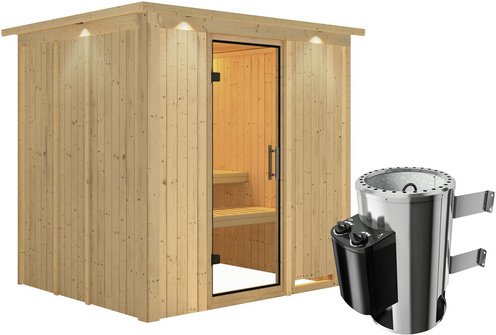 KARIBU Sauna »Olai«, inkl. 3.6 kW Saunaofen mit integrierter Steuerung, für 3 Personen - beige