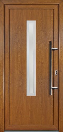 Meeth Kunststoff-Haustür »Signum Exklusiv«, satiniertes Glas, golden oak, nach Innen öffnend, ohne Türgriff - goldfarben