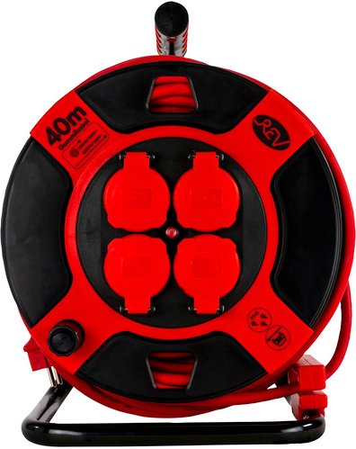 REV Kabeltrommel, 4 Steckdosen, Kabellänge: 40 m - schwarz