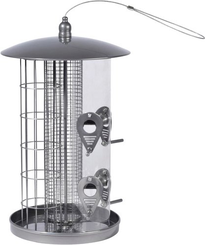 DOBAR Futterspender »mit 3 Kammern«, Metall/Acrylglas, silberfarben, zum Aufhängen