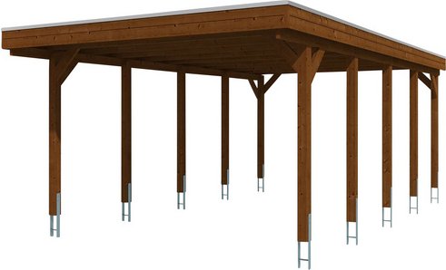 SKANHOLZ Carport »Friesland«, BxT: 397 x 708 cm, Firsthöhe: 241 cm, farbbehandelt - braun