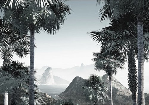 KOMAR Vliestapete, Palmen, bunt - blau