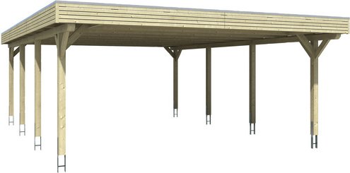 SKANHOLZ Carport »Spessart«, BxT: 611 x 846 cm, Firsthöhe: 258 cm, lasiert - weiss