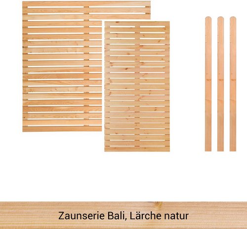 Mr. GARDENER Zaunset »Bali«, 5er Set: 2 Grundelemente, 3 Pfosten, Lärche, naturbelassen - beige