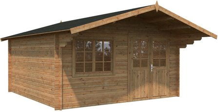 PALMAKO Blockbohlenhaus »Britta«, Holz, BxHxT: 488 x 270 x 580 cm (Außenmaße inkl. Dachüberstand) - braun