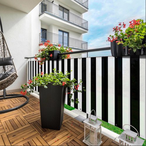 mySPOTTI Sichtschutz, BxH: 300 x 65 cm, schwarz/weiß - schwarz | weiss