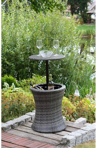 GARDEN PLEASURE Gartentisch »MUMBAI«, Ø: 45 cm, Stahl/Kunstoffgeflecht - grau