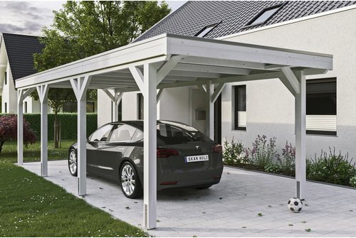 SKANHOLZ Carport »Grunewald«, BxT: 321 x 796 cm, Firsthöhe: 243 cm, lasiert - weiss