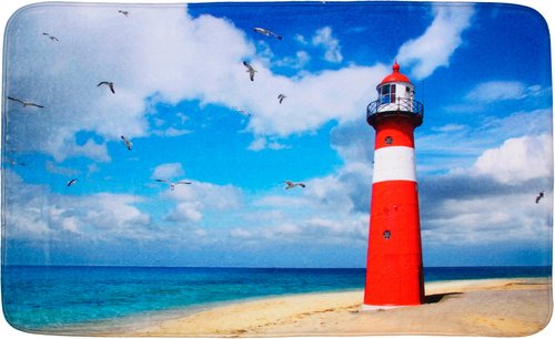 Sanilo Badteppich, blau, Polyester, mit Leuchtturm