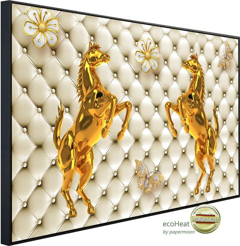 papermoon Infrarotheizung »EcoHeat - Muster mit Pferden gold weiss«, Matt-Effekt - bunt