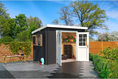 LASITA MAJA Gartenhaus »San Jose«, BxHxT: 295 x 210,9 x 213,1 cm (Außenmaße inkl. Dachüberstand), Holz - grau