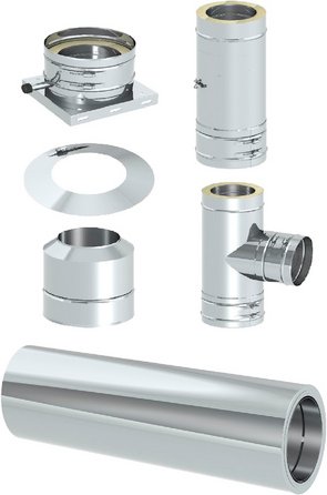 Tecnovis Außenwandkamin-Grundset »Zitec-Pro«, Ø130 mm - silberfarben