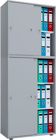 VCM Büroschrank »Lona XXL mit Schiebetüren«, BxHxL: 37 x 183 x 70 cm, Holzwerkstoff - grau