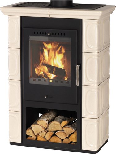 THORMA Kachelofen »Augsburg«, schwarz/beige, 7 kW, Zeitbrand geeignet
