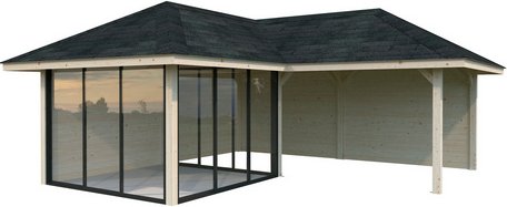 PALMAKO Pavillon »Bianca Set 212 Slide«, BxHxT: 588 x 319 x 588 cm, transparent tauchgrundiert - braun