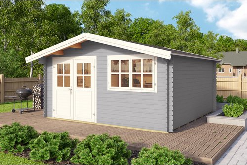 Thumbnail - Mr. GARDENER Gartenhaus »Isar«, Holz, BxHxT: 424,4 x 245 x 443 cm (Außenmaße) - grau