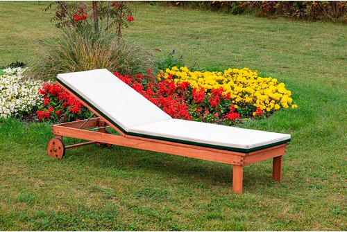 Thumbnail - MERXX Gartenliege, Eukalyptusholz, inkl. Auflage - braun | gruen | beige