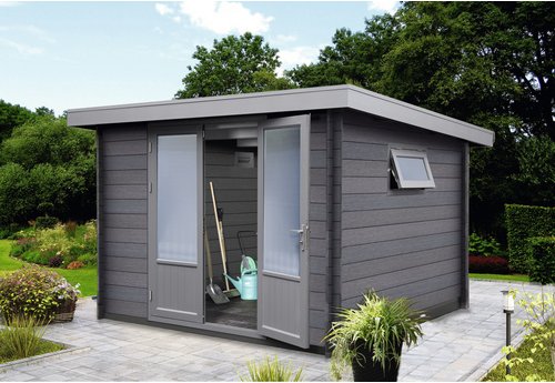 WOLFF FINNHAUS Gartenhaus »WPC-Trend C«, Kunststoff, BxHxT: 287 x 204 x 234 cm (Außenmaße) - grau